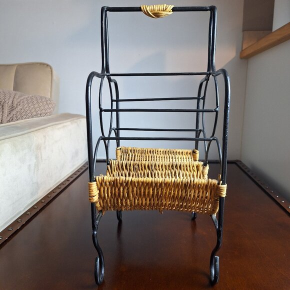 Wicker/Rattan and Iron Wine Rack - Picture 4 of 7